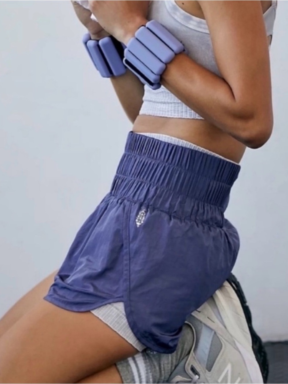 FP Movement The Way Home High-Waist Elastic Waistband Shorts — Navy Purple